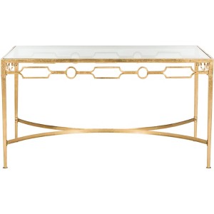 Lura Gold Leaf Retro Coffee Table - Gold/Clear - Safavieh - 1 of 4