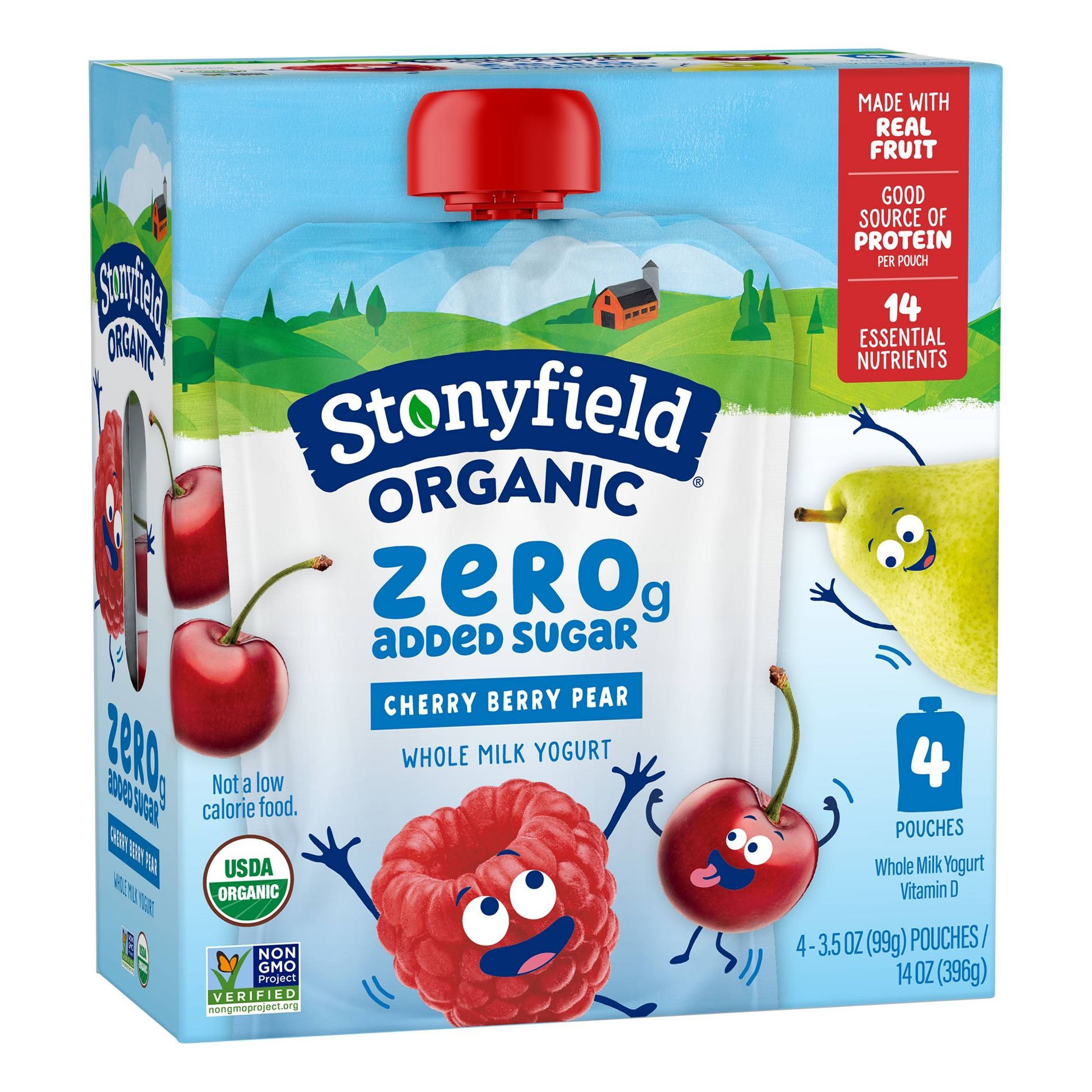 Stonyfield Kids' Cherry Berry Traditional Yogurt Pouch - 14oz/4ct