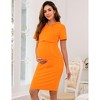 Coolmee Women's Maternity Midi Dress Pullover Hooded Kangaroo Pocket Sweatshirt Casual Hoodie Dress - 3 of 4