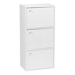 IRIS USA 3 Door Small Bookshelf Bookcase Cabinet with doors, White