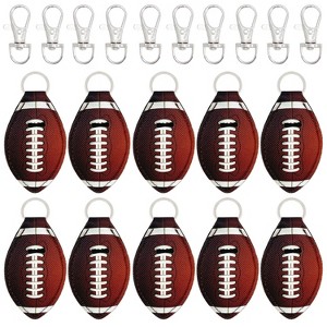 Wrapables 10 Pack Chapstick Holder Keychain with 10 Pieces Metal Clasps, Football - 1 of 4