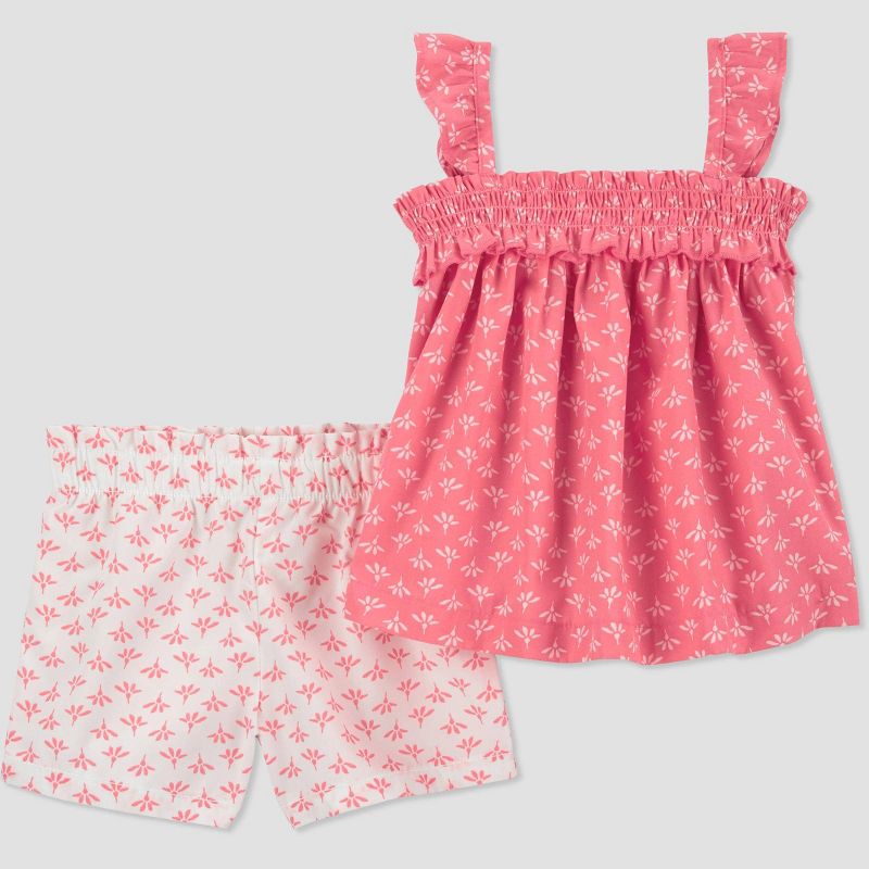 Carter&#39;s Just One You&#174; Baby Girls&#39; Floral Top &#38; Bottom Set - Red/White, 1 of 7