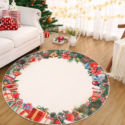 Indoor Christmas Rug Washable Soft Non Slip Holiday Decorative Throw Carpet for Living Room