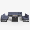 LayinSun 9-Piece Large Outdoor Modular L-Shaped Sectional Set with Propane Fire Pit Table - 2 of 4