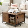 Lift Top Coffee Table for Living Room, Coffee Table with Lift Top and Power Outlet, Center Table for Office, Reception Room, Rustic Brown - image 2 of 4