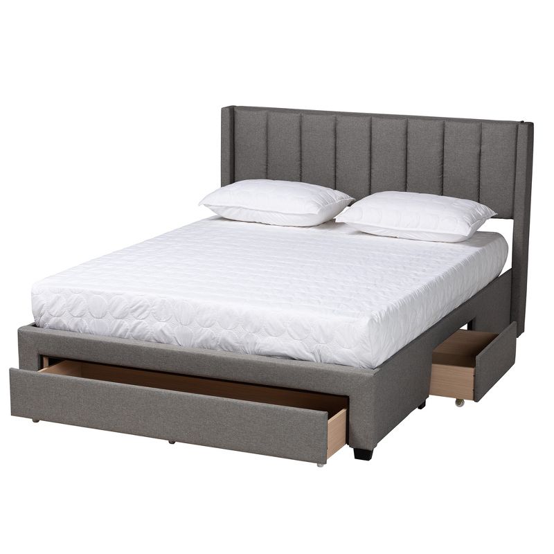 Baxton Studio Coronado Mid-Century Modern Transitional Fabric 3-Drawer Storage Platform Bed, 3 of 12