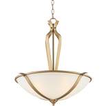 Stiffel Gold Pendant Chandelier 23 1/2" Wide Modern White Frosted Glass Bowl Shade 4-Light Fixture for Dining Room House Kitchen