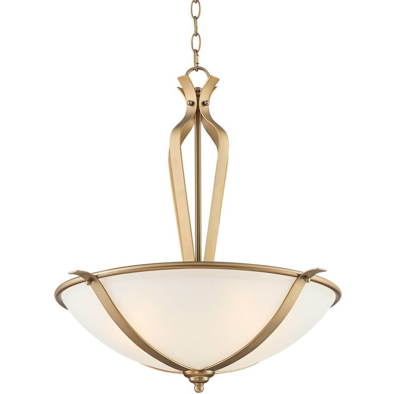 Stiffel Gold Pendant Chandelier 23 1/2" Wide Modern White Frosted Glass Bowl Shade 4-Light Fixture for Dining Room House Kitchen, 1 of 10