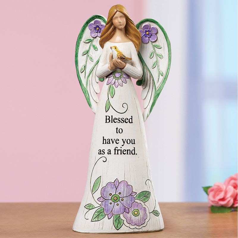 Collections Etc Floral Tabletop Angel Figurine with Sentiment Saying, 2 of 4