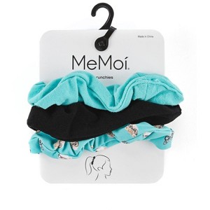 Memoi Studious Cats 3-Pack Hair Scrunchies Blue One Size - 1 of 3