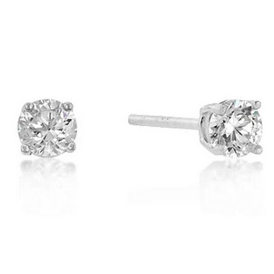 ShineHigh Sterling Silver Round CZ Stud Earrings – Rhodium-Plated Classic Butterfly Studs in 5mm and 7mm Sizes with Brilliant Cut Clear Stones