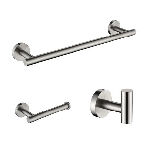 JUJABU 3-Piece Bathroom Hardware Set with Towel Bar, Toilet Paper Holder & Robe Hooks - 1 of 4