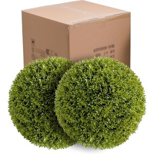 GAOMON Artificial Boxwood Topiary Balls - Realistic Faux Greenery for Porch, Patio, Balcony Decor - Outdoor/Indoor Hanging - 1 of 4