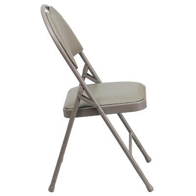 Gray Vinyl High Back Armless Metal Folding Chair Set
