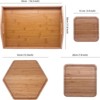 Attop Bamboo Serving Tray Set 16.5"x11.8" with Handles Hexagon & Square Small Plates for Family Dinner Natural - 2 of 4
