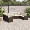 vidaXL Garden Sofa Set Brown PE Rattan, Powder-Coated Steel 9 Piece Set - 2 of 4