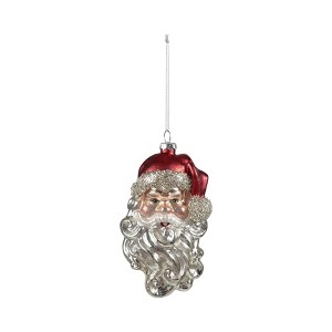 Storied Home Mercury Glass Santa Ornament with Mica Accents