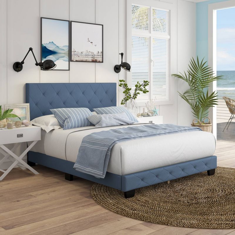 Reese Button Tufted Linen Upholstered Platform Bed Frame - Eco Dream, 6 of 10