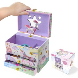 Musical Jewelry Box for Girls with Dancing Ballerina, 2-Drawer Pink Keepsake Storage for Accessories, Swan Lake Theme - 1 of 4