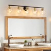 POWLIG 37.4-in 5-Light Black and Gold Modern Dimmable Bathroom Transitional Vanity Light with Transparent Glass Shade - 4 of 4