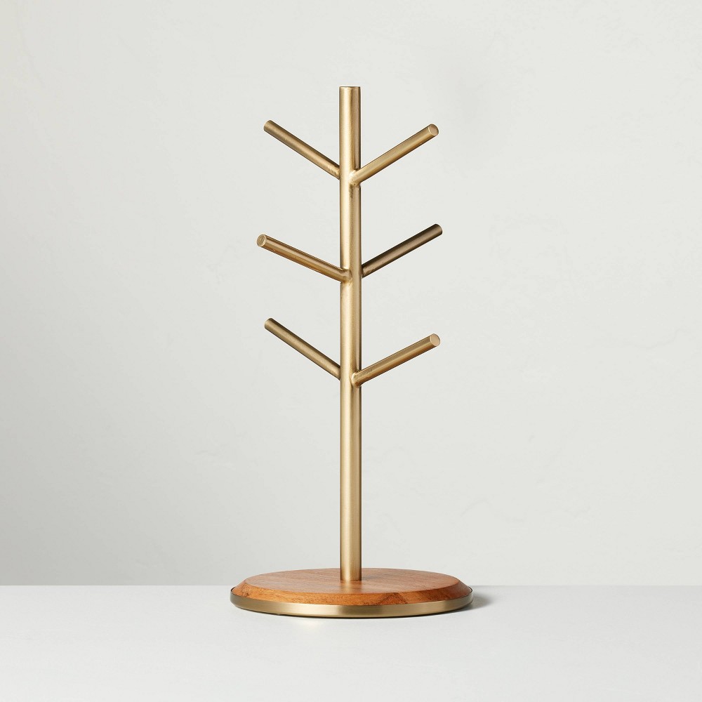 Wood & Brass Mug Tree - Hearth & Hand™ with Magnolia: Iron 6-Hook Stand for Coffee Cup Storage -  Hearth & Hand with Magnolia, 88503322