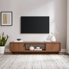 Chic Crate - 80" Fluted Media Console - Minimalist TV Stand w/ Textured Doors & Open Shelf - Mocha & Natural Oak Accents - 3 of 4
