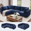 134" Blue Velvet L-Shaped Modular Sectional Sofa ¨C 4-Seater Cloud Couch with High-Density Sponge for Living Room & Apartment - 2 of 4