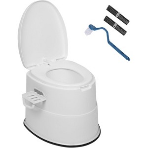 VINGLI Portable Toilet | Indoor Outdoor Commode w/Detachable Inner Bucket, Removable Paper Holder, Included Toilet Brush & Trash Bags, White - 1 of 4