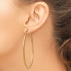 Black Bow Jewelry 2mm x 65mm 14k Yellow Gold Satin & Diamond-Cut Round Hoop Earrings - 3 of 4
