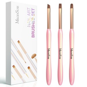 Nail Art Brushes Set 3Pcs-Flat/Oval/Angled - 1 of 4
