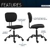 NicBex Minimalist 360° Swivel Task Office Chair with 16-20" Adjustable Height,Chic Computer Chairs for Office,Study,Vanity&Makeup,200lbs Max,Black - 3 of 4