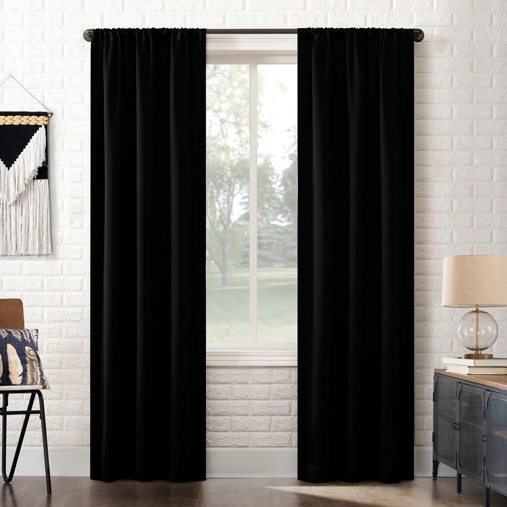 Photos - Curtains & Drapes 40"x84" Sun Zero Blackout Bergen Rod Pocket Curtain Panel Black