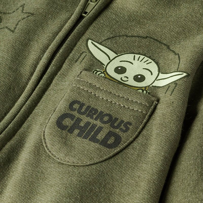 Baby Boys' 2pc Star Wars Baby Yoda Fleece Top and Bottom Set - Olive Green, 3 of 5