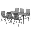 vidaXL Garden Dining Set Anthracite Steel Medium Foldable - 78.8" Table Length 6 Items - 3 of 4