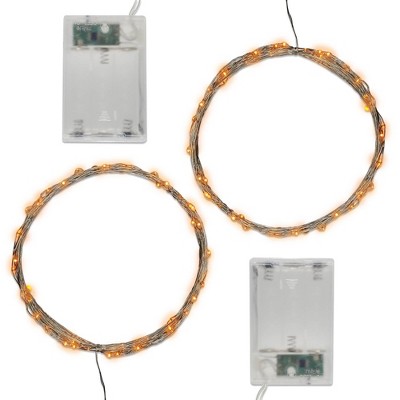 2ct Battery Operated Submersible Mini Fairy String Lights LED With Timer Orange