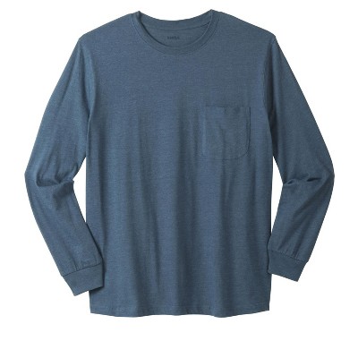 KingSize Men's Big & Tall Shrink-Less Lightweight Long-Sleeve Crewneck Pocket T-Shirt