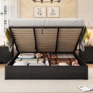 AMERLIFE Lift Up Storage Bed with Storage Underneath, No Headboard - 1 of 3