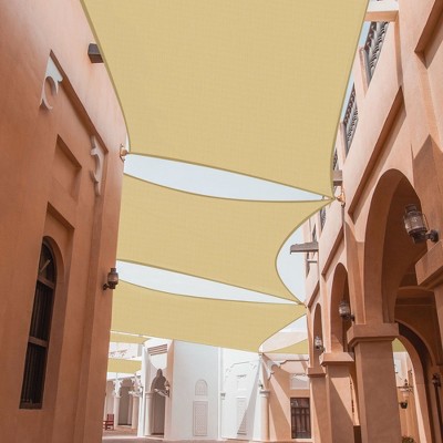 Beige HDPE Rectangle Sun Shade Sail for Patio, 13x10 ft