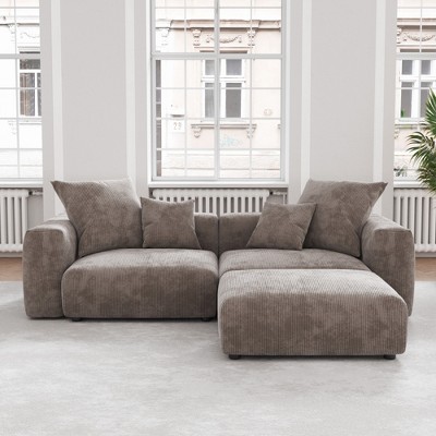 WJShome Modular Sectional Sofa Couch,Corduroy 102" LoveSofa,L Shape Sofa,Convertible Couches with 4 Pillows,Cushion Covers Removable