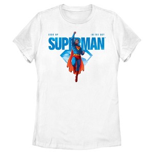 Womens Superman Look Up Hero Pose T Shirt - 1 of 4
