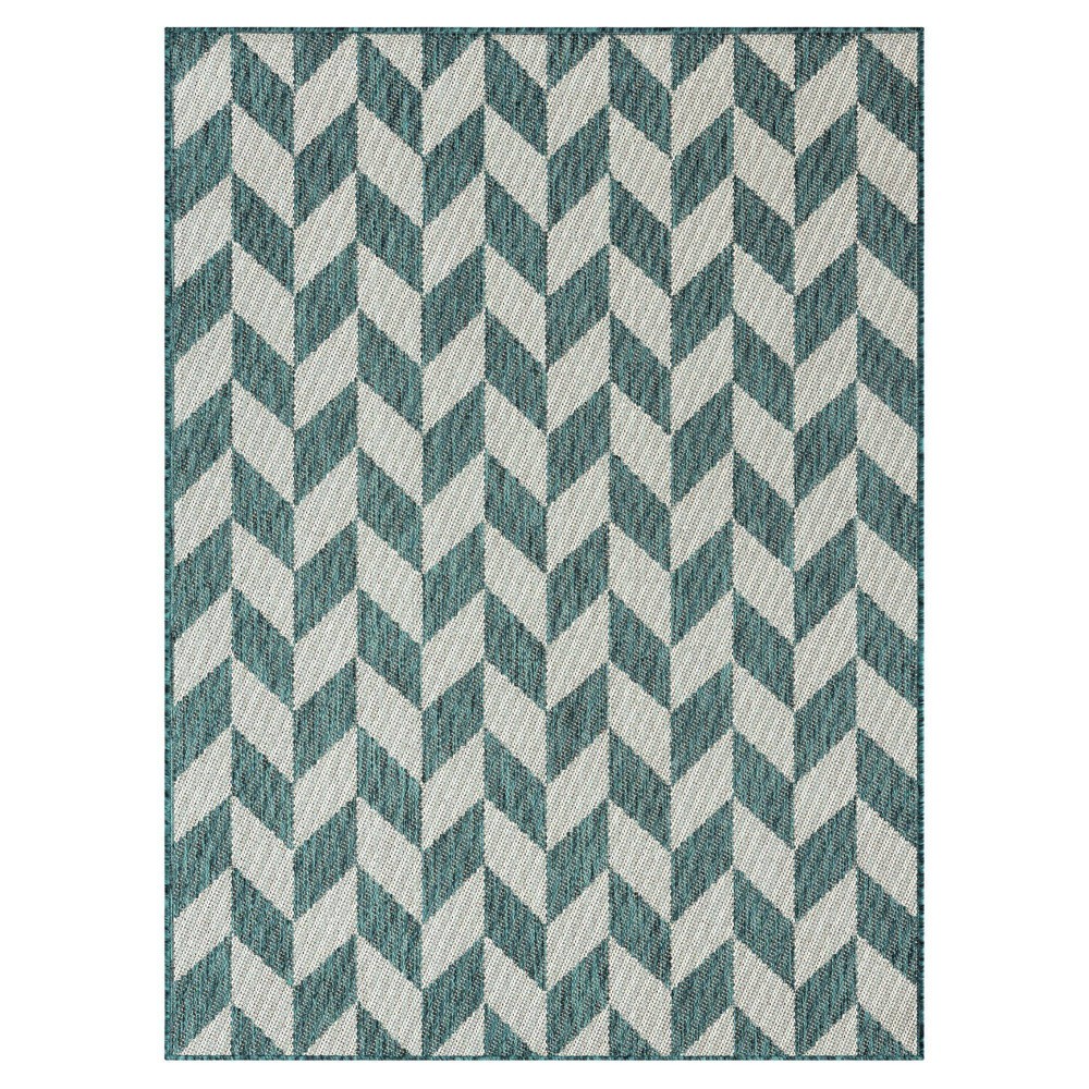 Photos - Area Rug Nicole Miller 6'6" x 9'2" Country Calla Indoor/Outdoor Rug Teal Blue - : Geometric, UV & Weather-Resistant 