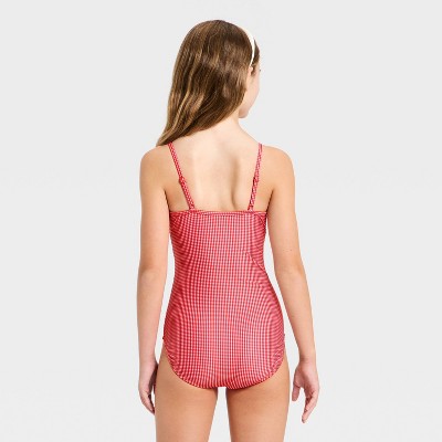 Art Class Girls' Mini Gingham One Piece Swimsuit - art Class™ Red XL — фото 2