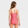 Girls' Mini Gingham One Piece Swimsuit - art Class™ Red - 2 of 3