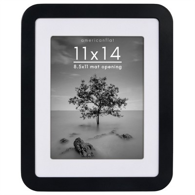 Americanflat 11x14 Picture Frame with Round Corners in Black - Use as 8.5x11 Picture Frame with Mat or 11x14 Frame Without Mat