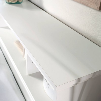 Soft White Full/Queen Wood Headboard with Storage Shelves