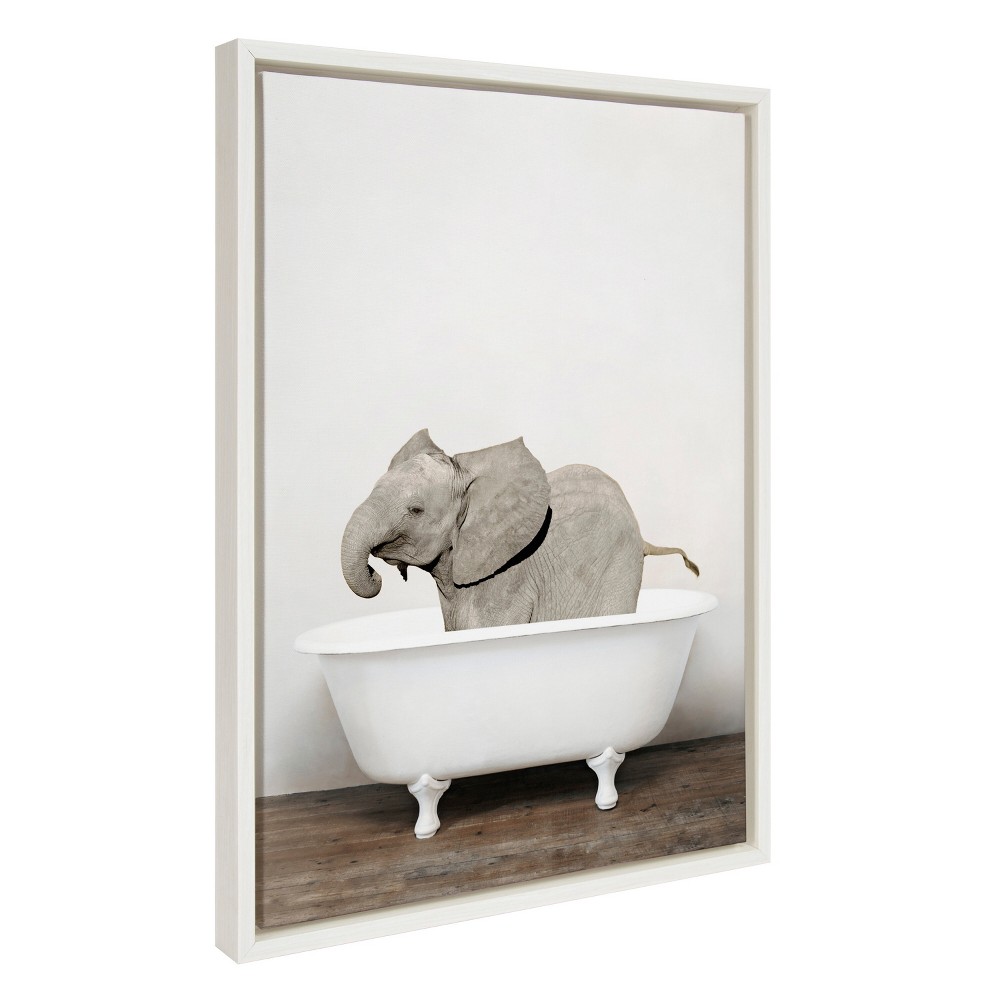 Photos - Other Decoration 18" x 24" Sylvie Baby Elephant The Tub Color Frame Canvas by Amy Peterson