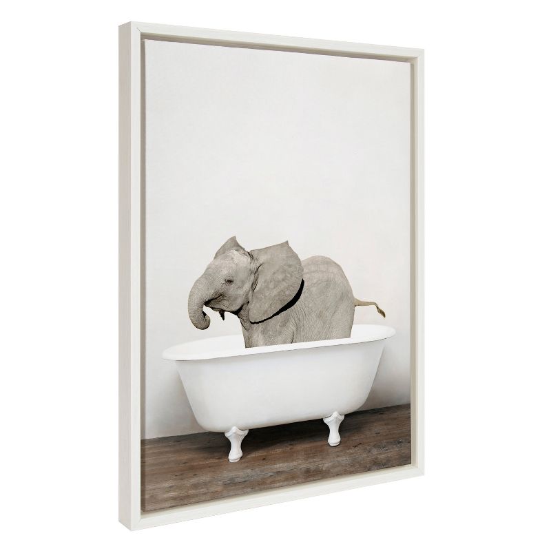 18&#34; x 24&#34; Sylvie Baby Elephant The Tub Color Frame Canvas by Amy Peterson White - Kate &#38; Laurel All Things Decor, 1 of 7