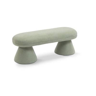 Meridian Furniture,Drum Faux Shearling Teddy Fabric Bench