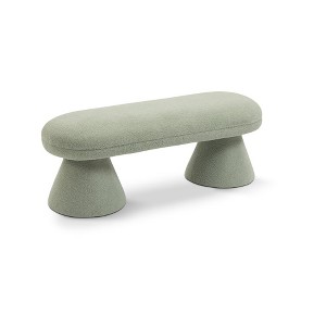 Meridian Furniture,Drum Faux Shearling Teddy Fabric Bench - 1 of 4
