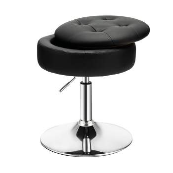 Costway Vanity Stool Adjustable 360° Swivel Storage Makeup Chair w/ Removable Tray White\Black\Pink